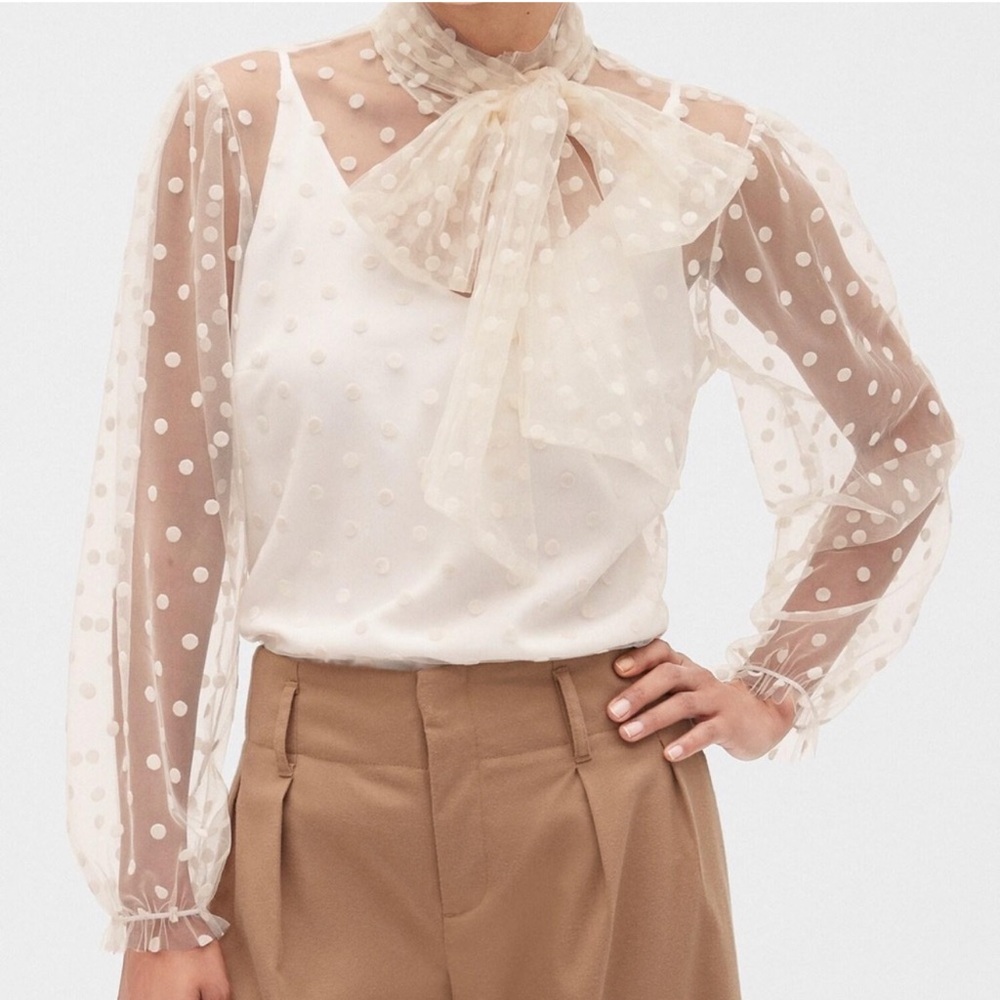Banana republic sheer polkadot top